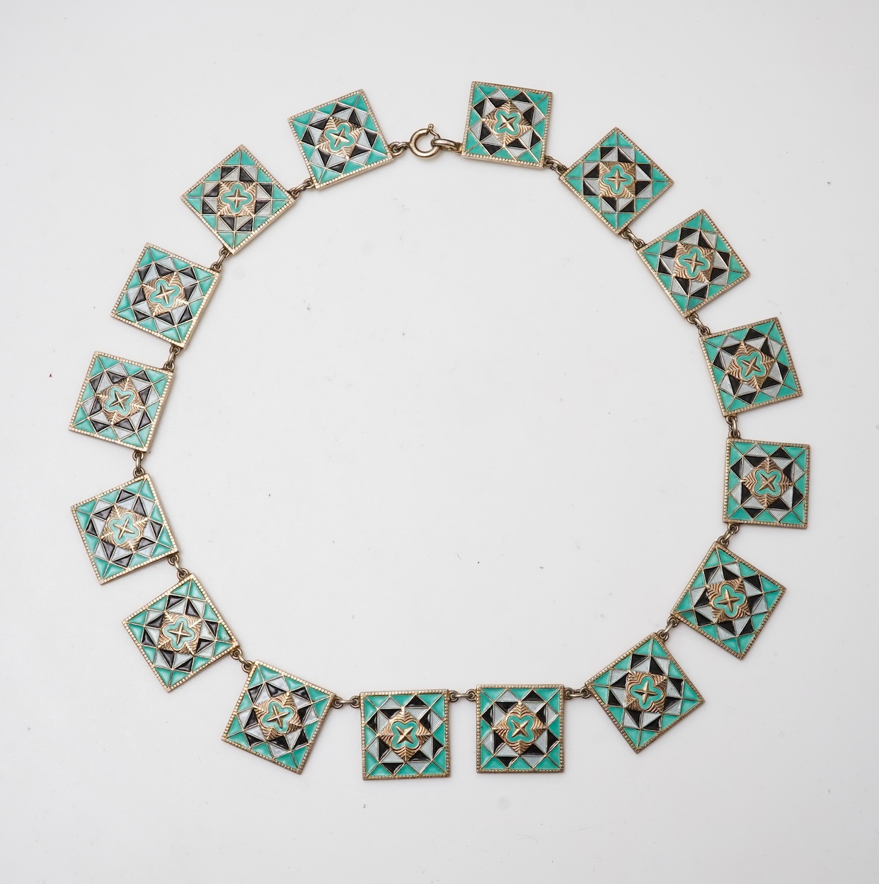 A silver and enamel necklace, Scandinavia, mid 20th century